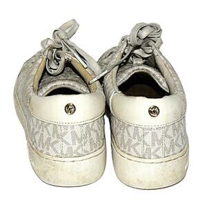Michael Kors Womens Logo Canvas Lace-Up Sneakers Beige/White 6.5 Comfort Shoes